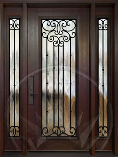 Madrid door with wrought iron inserts