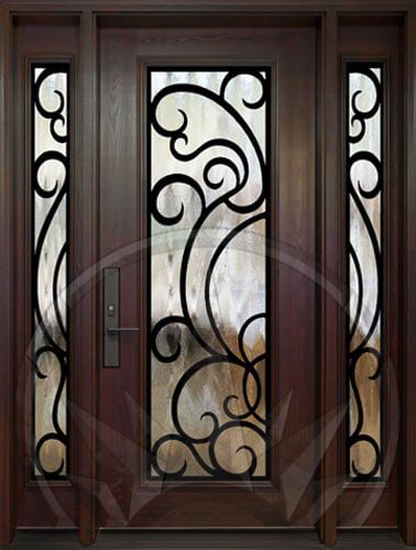 Bordeax door with wrought iron inserts
