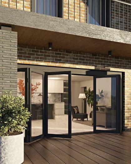Bifold glass patio doors